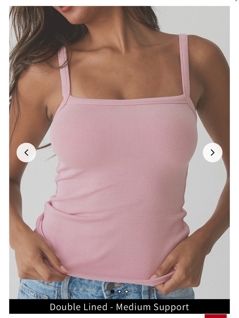 Klassy Network Pink Ribbed Square Neck Camisole